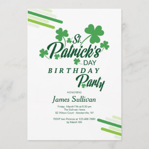 St. Patrick's Day Birthday Party Invitation Kaart