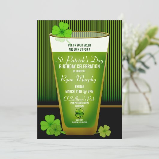 St. Patricks Day Birthday Party Invitations Kaart (Staand voorkant)