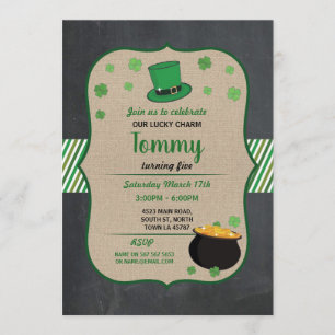 St Patricks Day Birthday Party Invite Shamrock Kaart