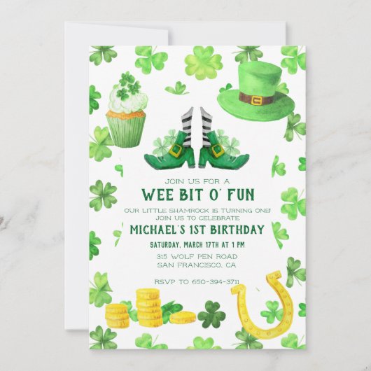 St. Patrick's Day Birthday Party Kaart (Voorkant)