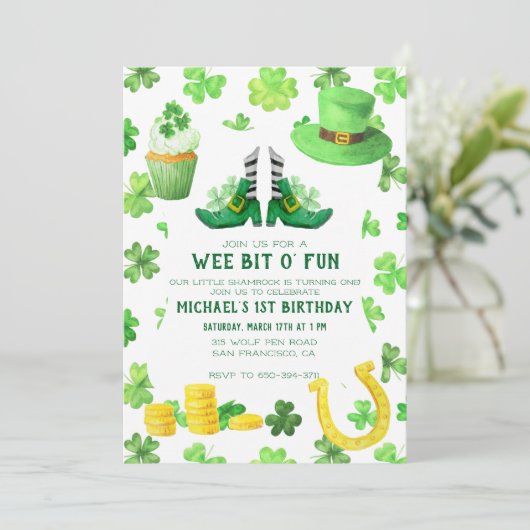 St. Patrick's Day Birthday Party Kaart (Staand voorkant)