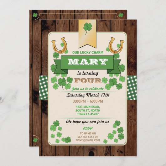 St. Patricks Day Birthday Party nodigt elke leefti Kaart (Voorkant / Achterkant)