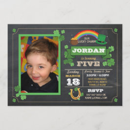 St. Patricks Day Birthday Party Photo Invite 3 4 5 Kaart
