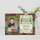 St. Patricks Day Birthday Party Photo Invite 7 8 9 Kaart (Staand voorkant)