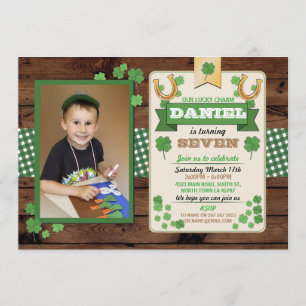 St. Patricks Day Birthday Party Photo Invite 7 8 9 Kaart