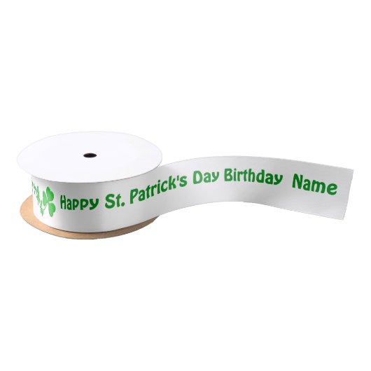 St Patrick's Day Birthday Personalized Name Satijnen Lint (Spoel)
