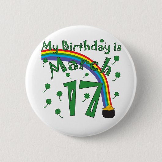 St. Patrick's Day Birthday Ronde Button 5,7 Cm (Voorkant)