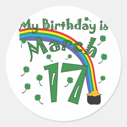 St. Patrick's Day Birthday Ronde Sticker (Voorkant)