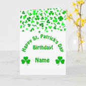 St Patrick's Day Birthday Shamrocks Personalized Kaart (Gele Bloem)