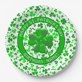 St Patrick's Day Birthday Shamrocks Personalized Papieren Bordje