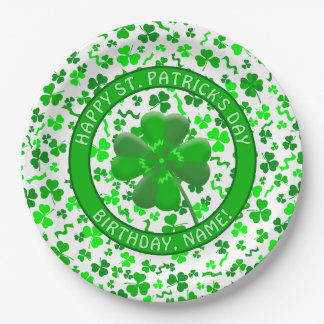 St Patrick's Day Birthday Shamrocks Personalized Papieren Bordje