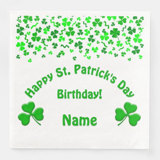 St Patrick's Day Birthday Shamrocks Servet (Voorkant)