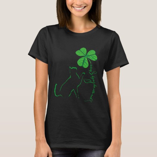 St Patricks Day Black Cat My Lucky Charm Shamrock  T-shirt (Voorkant)