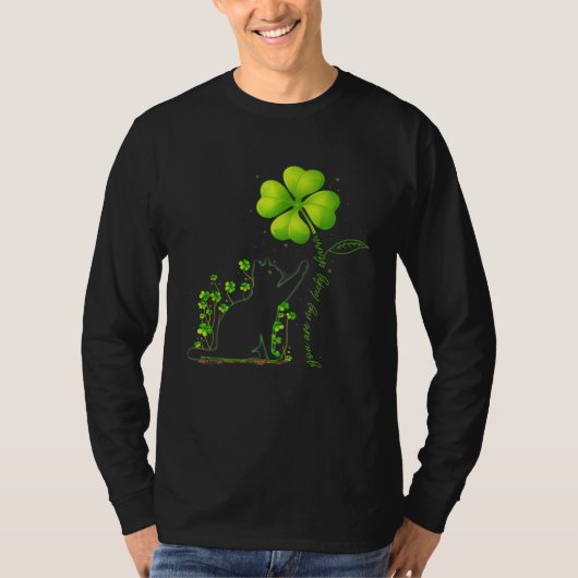 St Patricks Day Black Cat My Lucky Charm Shamrock T-shirt (Voorkant)