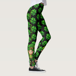 St Patrick's Day Black en Green 4 Leaf Clover Leggings