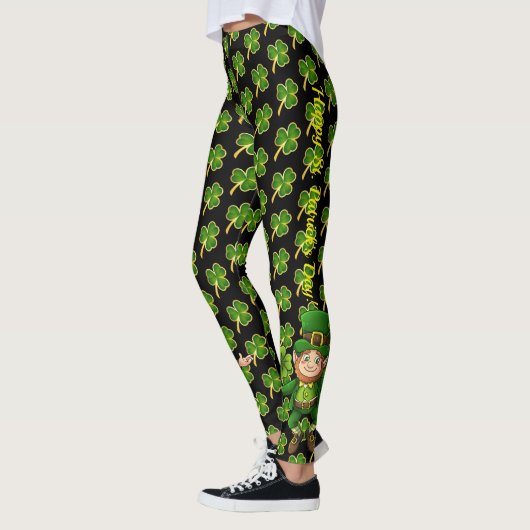 St Patrick's Day Black en Green Fun Leggings (Links)