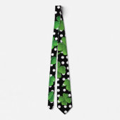 St. Patricks Day Black Green Shamrock White Stippe Stropdas (Achterkant)