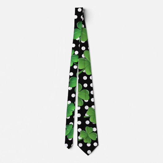 St. Patricks Day Black Green Shamrock White Stippe Stropdas (Achterkant)