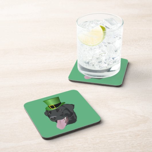 St. Patrick's Day Black Labrador Bier Onderzetter (Rechterzijde)