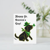 St. Patrick's Day Black Labrador Briefkaart (Staand voorkant)