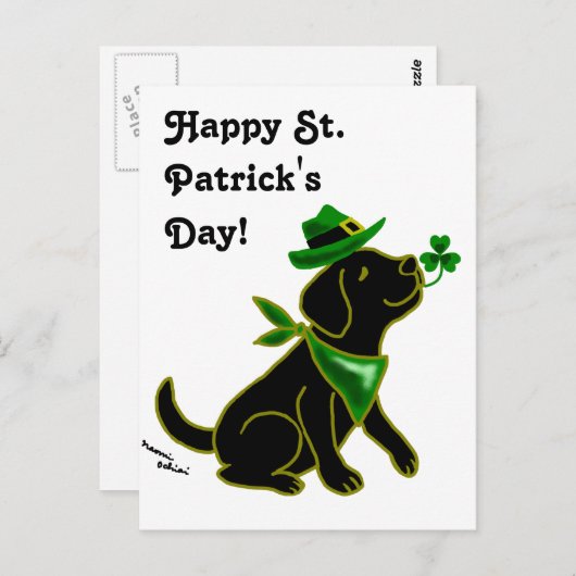 St. Patrick's Day Black Labrador Briefkaart (Voorkant / Achterkant)