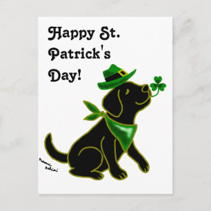 St. Patrick's Day Black Labrador Briefkaart