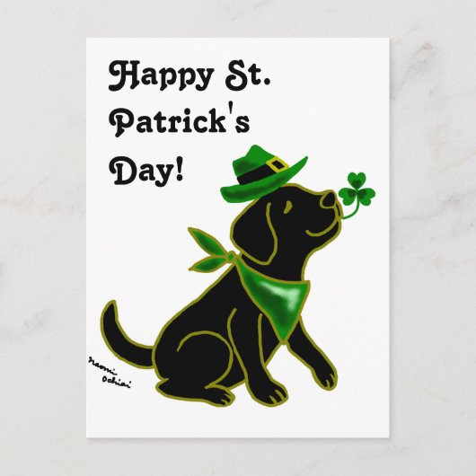 St. Patrick's Day Black Labrador Briefkaart (Voorkant)
