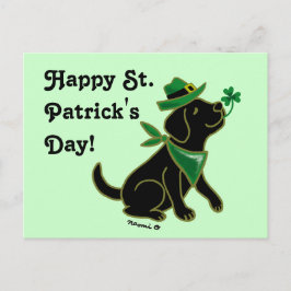 St. Patrick's Day Black Labrador Briefkaart