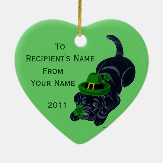 St. Patrick's Day Black Labrador Puppy Keramisch Ornament (Achterkant)