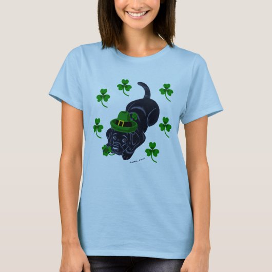 St. Patrick's Day Black Labrador Puppy T-shirt (Voorkant)