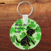 St. Patrick's Day Black Labrador Sleutelhanger (Voorkant)