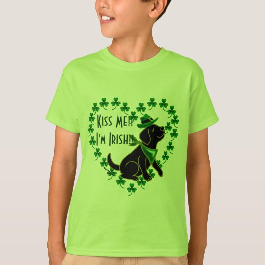St. Patrick's Day Black Labrador T-shirt (Voorkant)