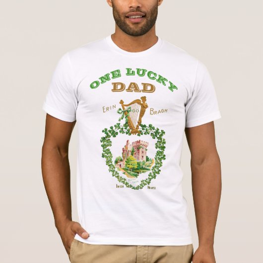 St Patrick's Day Blarney Castle Irish Lucky Dad T-shirt (Voorkant)