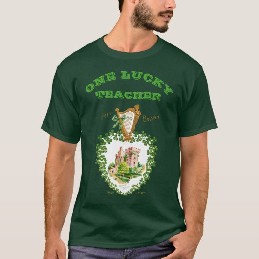 St Patricks Day Blarney Castle Irish Lucky Teacher T-shirt (Voorkant)