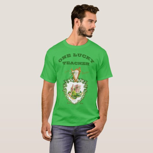 St Patricks Day Blarney Castle Irish Lucky Teacher T-shirt (Voorkant volledig)