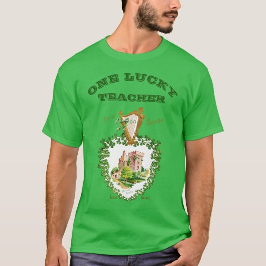 St Patricks Day Blarney Castle Irish Lucky Teacher T-shirt (Voorkant)