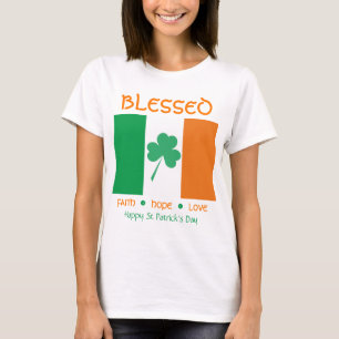 St Patrick's Day BLESSED Faith Hope Love Shamrock T-shirt