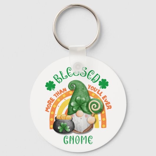 St Patricks Day BLESSED Green Irish Gnome Sleutelhanger (Voorkant)