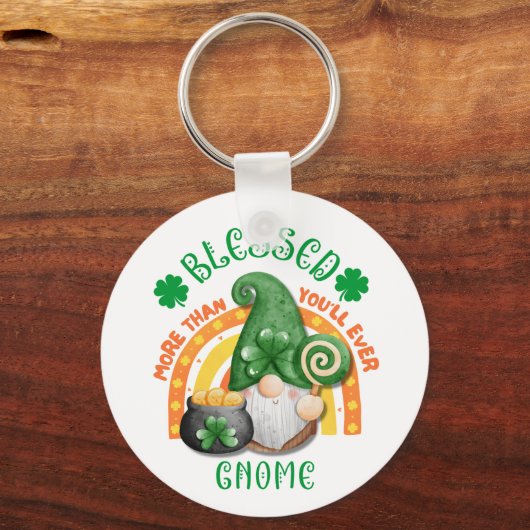 St Patricks Day BLESSED Green Irish Gnome Sleutelhanger (Achterkant)