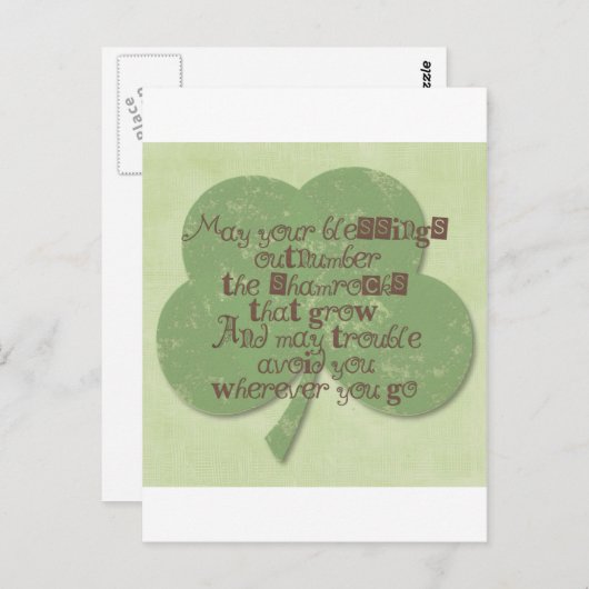 St. Patricks Day Blessing Briefkaart (Voorkant / Achterkant)