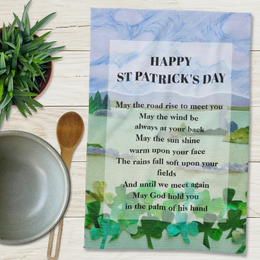 St Patrick's Day Blessing Kaart Theedoek