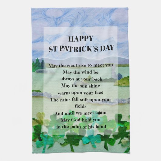 St Patrick's Day Blessing Kaart Theedoek (Verticaal)