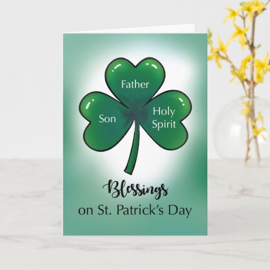 St. Patrick's Day Blessings with Shamrock katholie Kaart (Gele Bloem)
