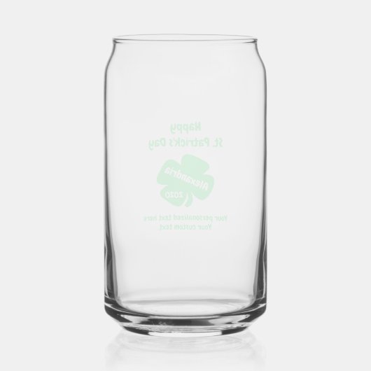 St Patrick's Day Blikvorm Glas (Achterkant)