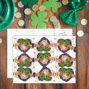 St. Patrick's Day Bloem Hart en Klaver Boeketten Briefkaart