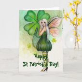 St Patrick's Day Blonde Fairy kaart (Gele Bloem)