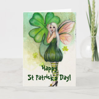 St Patrick's Day Blonde Fairy kaart