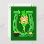 St Patrick's Day Blonde Girl Leprechaun Briefkaart (Voorkant / Achterkant)