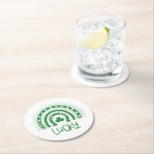 St.Patrick's Day Boho Regenboog Geluksbeker Onderz Ronde Kartonnen Onderzetter