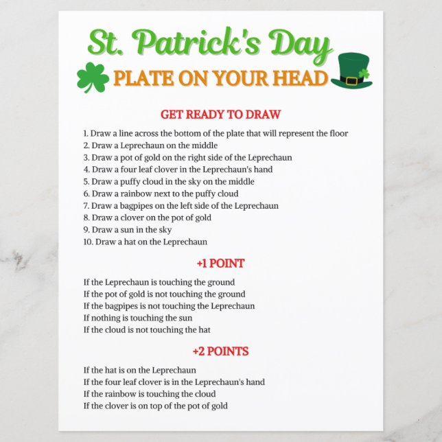 St. Patrick's Day Bord op je hoofd spel (Voorkant)